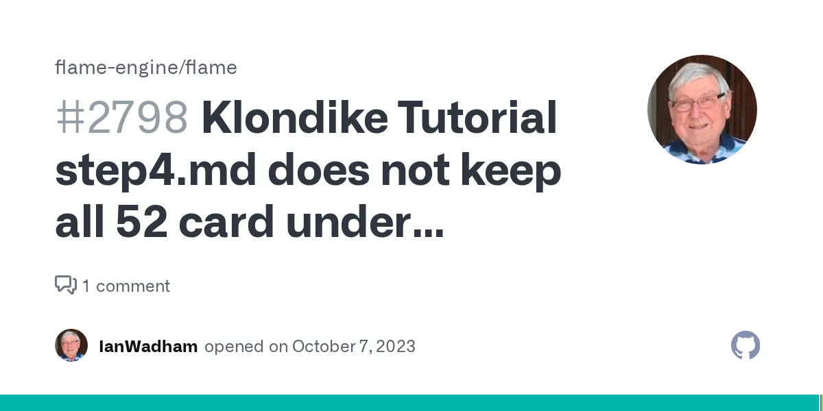 Klondike Tutorial step4.md does not keep all 52 card under KlondikeGame