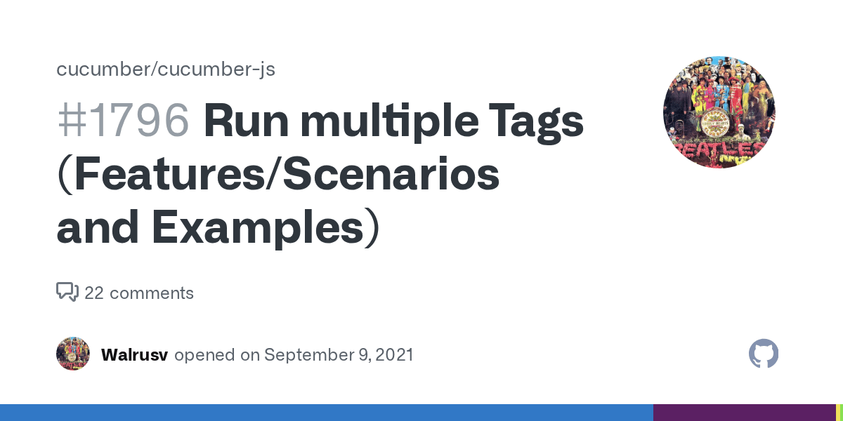 Run multiple Tags (Features/Scenarios and Examples) · Issue 1796