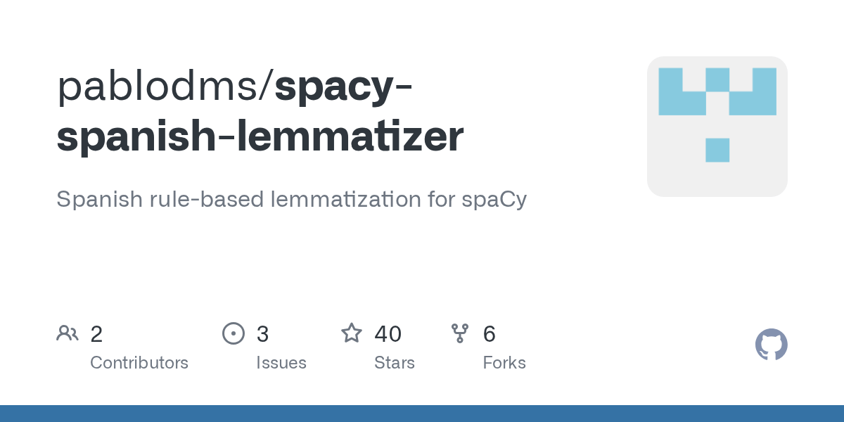 GitHub pablodms/spacyspanishlemmatizer Spanish rulebased