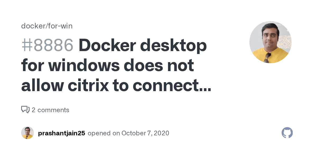 Docker desktop for windows does not allow citrix to connect remote