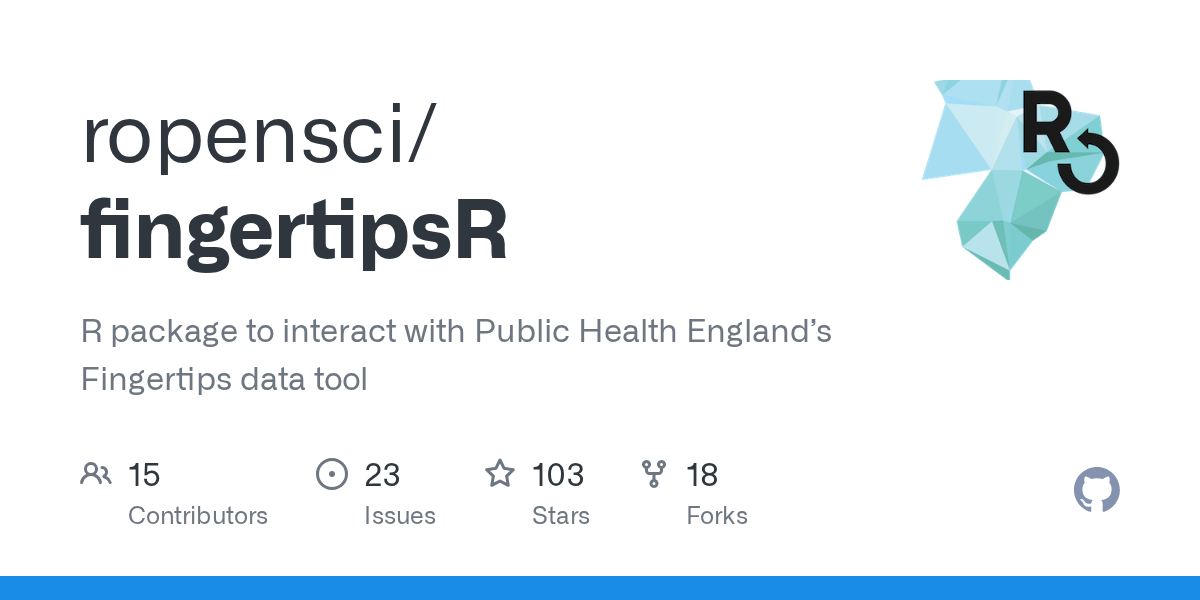 GitHub ropensci/fingertipsR R package to interact with Public Health