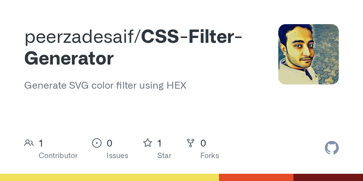 GitHub peerzadesaif/CSSFilterGenerator Generate SVG color filter