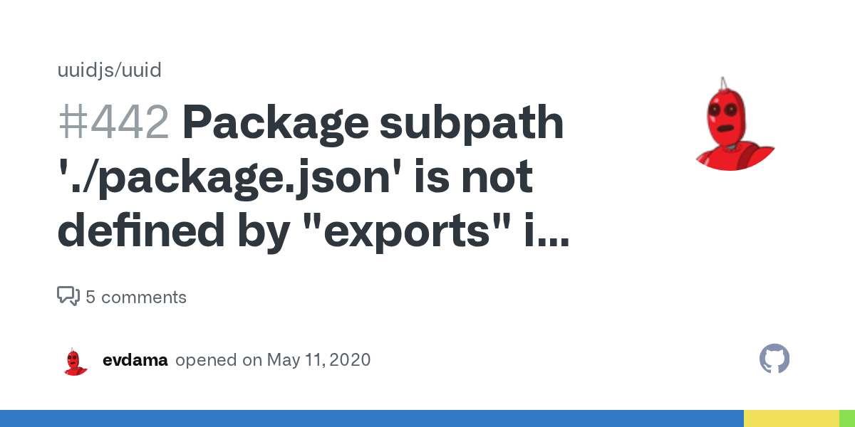 Package subpath './package.json' is not defined by "exports" in node