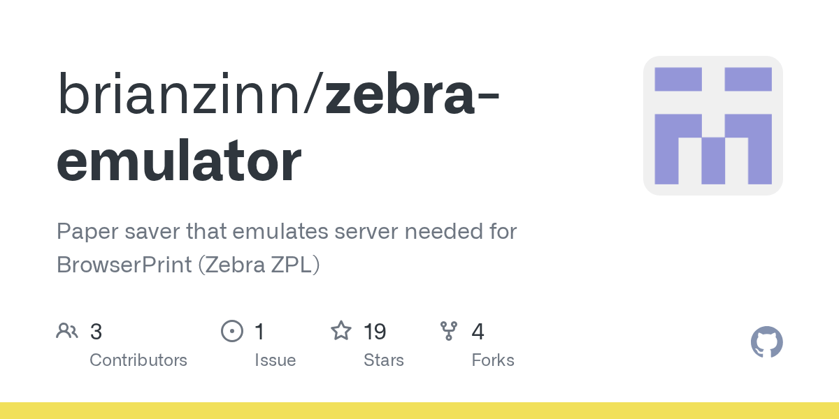 GitHub brianzinn/zebraemulator Paper saver that emulates server needed for BrowserPrint