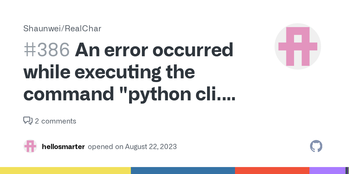 An error occurred while executing the command "python cli.py webbuild