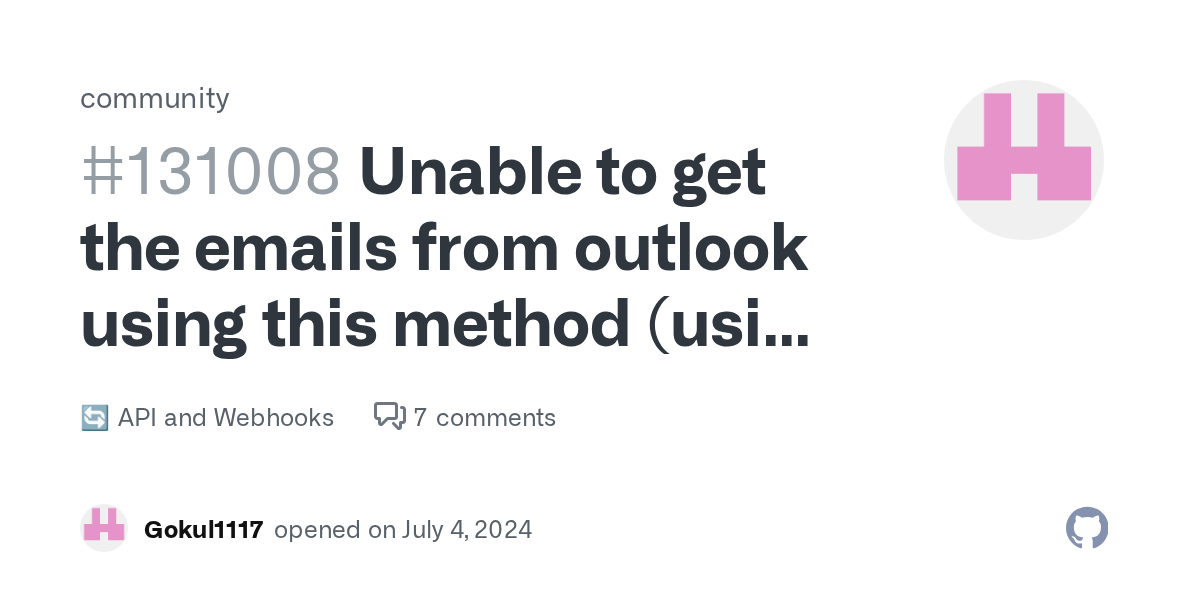 Unable to get the emails from outlook using this method (using graph