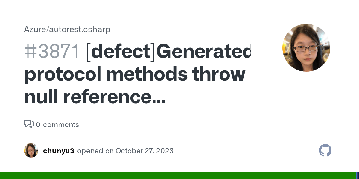 [defect]Generated protocol methods throw null reference exceptions
