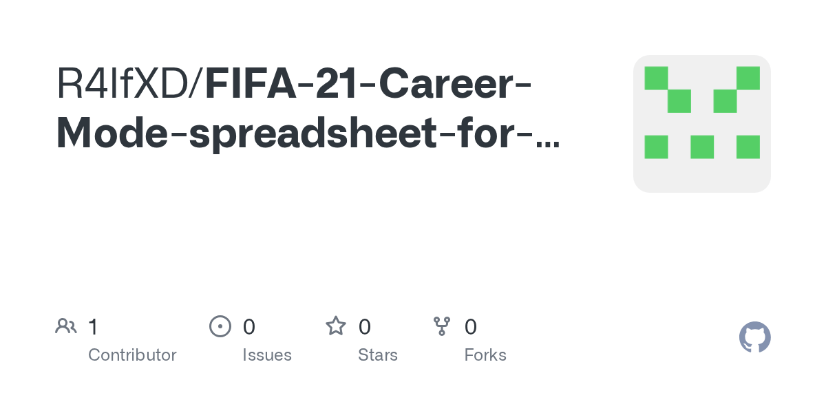 GitHub R4lfXD/FIFA21CareerModespreadsheetforLeague2