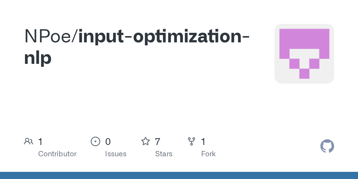 GitHub NPoe/inputoptimizationnlp