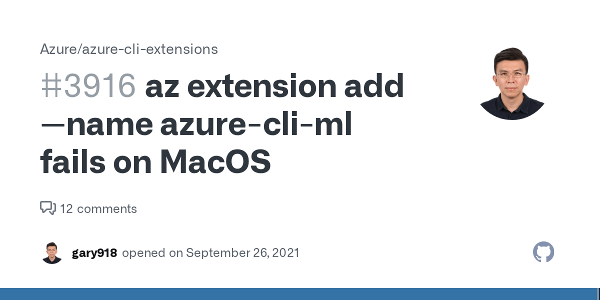 az extension add name azurecliml fails on MacOS · Issue 3916
