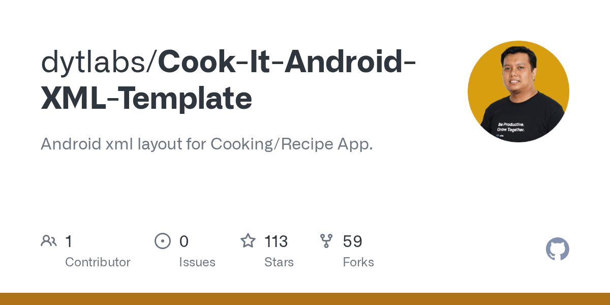 GitHub dytlabs/CookItAndroidXMLTemplate Android xml layout for