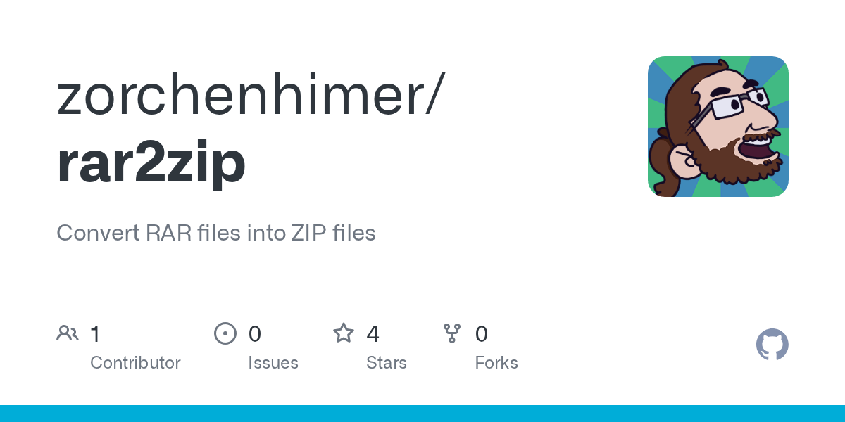 GitHub zorchenhimer/rar2zip Convert RAR files into ZIP files