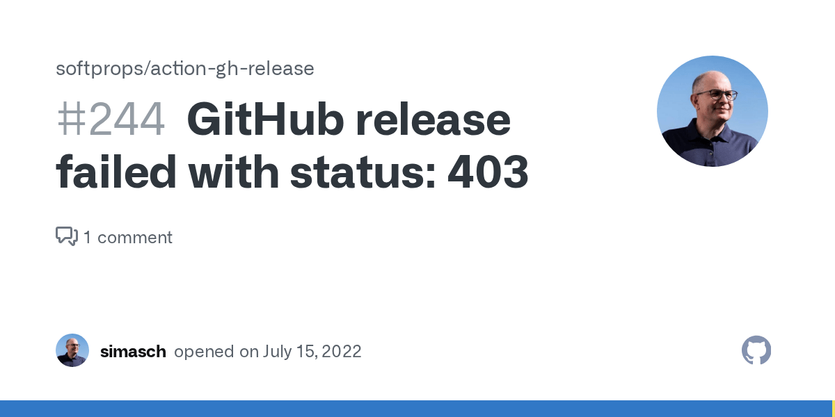 GitHub release failed with status 403 · Issue 244 · softprops/actionghrelease · GitHub