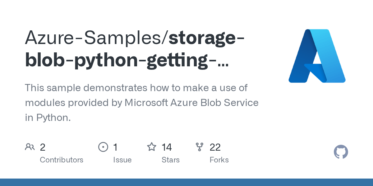 GitHub AzureSamples/storageblobpythongettingstarted This sample