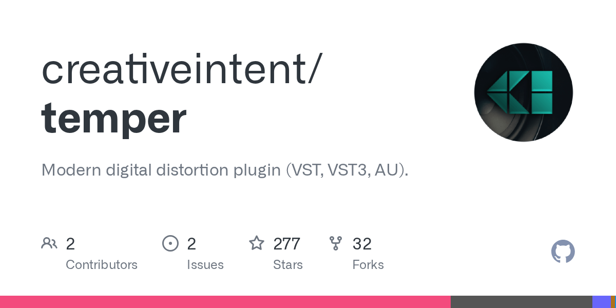GitHub creativeintent/temper Modern digital distortion plugin (VST