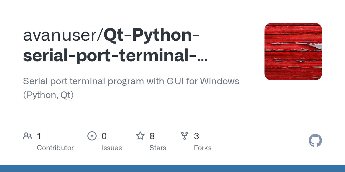 GitHub avanuser/QtPythonserialportterminalprogramwithGUIfor