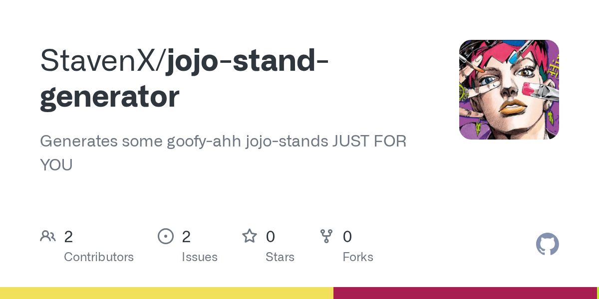 GitHub StavenX/jojostandgenerator Generates some goofyahh jojo