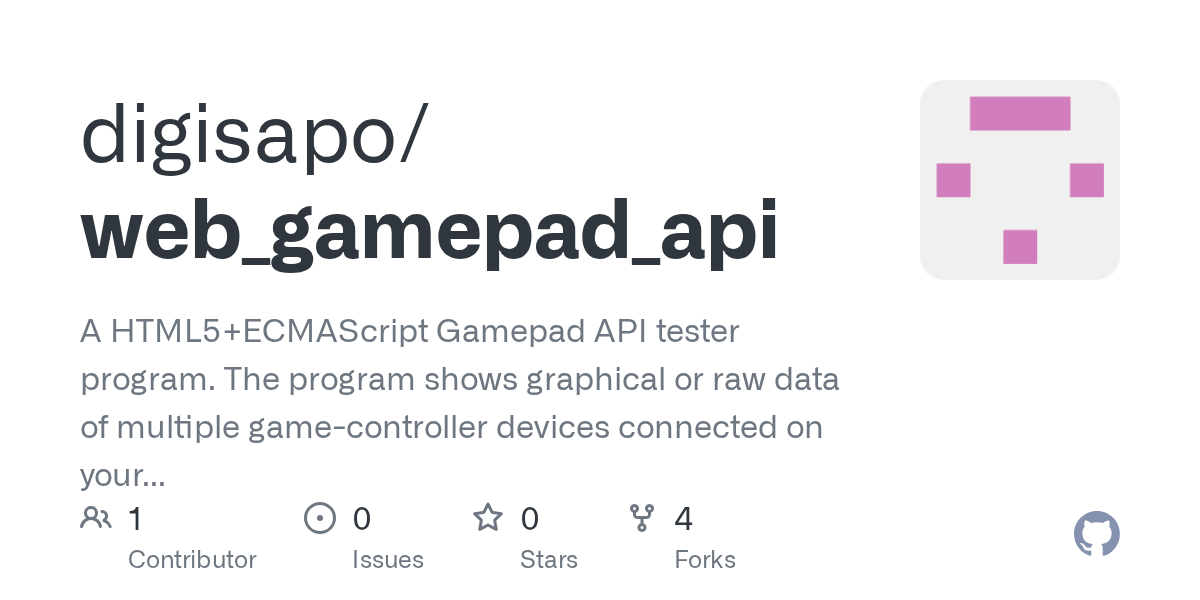 GitHub digisapo/web_gamepad_api A HTML5+ECMAScript Gamepad API