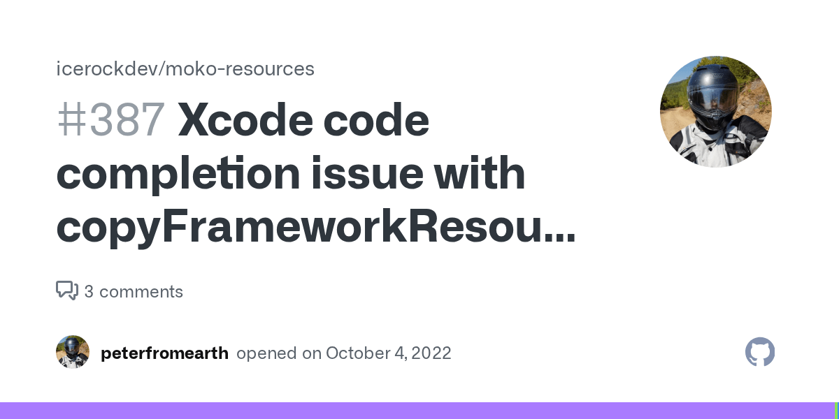 Xcode code completion issue with copyFrameworkResourcesToApp and