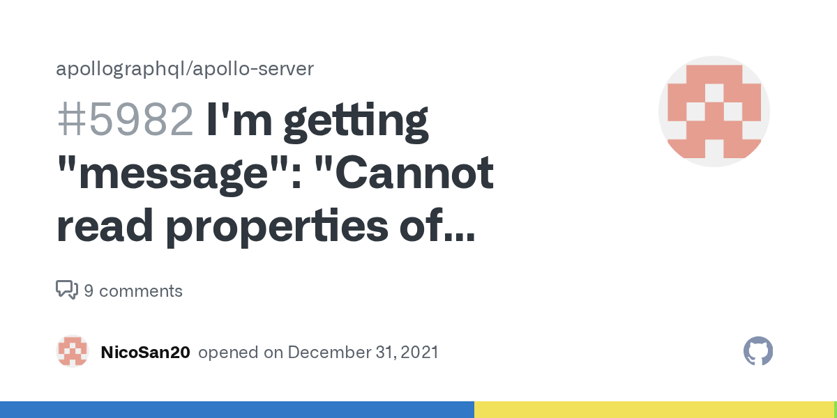 I'm getting "message" "Cannot read properties of undefined (reading 'xxx')", in Apollo Studio