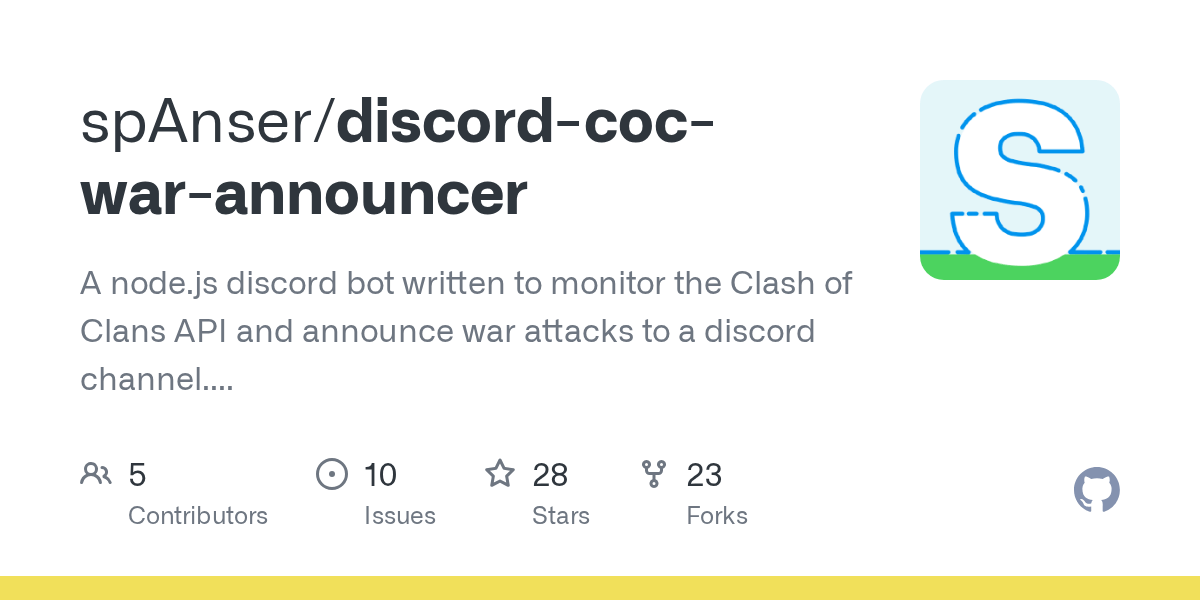 GitHub spAnser/discordcocwarannouncer A node.js discord bot