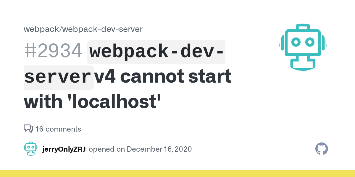 `webpackdevserver`v4 cannot start with 'localhost' · Issue 2934