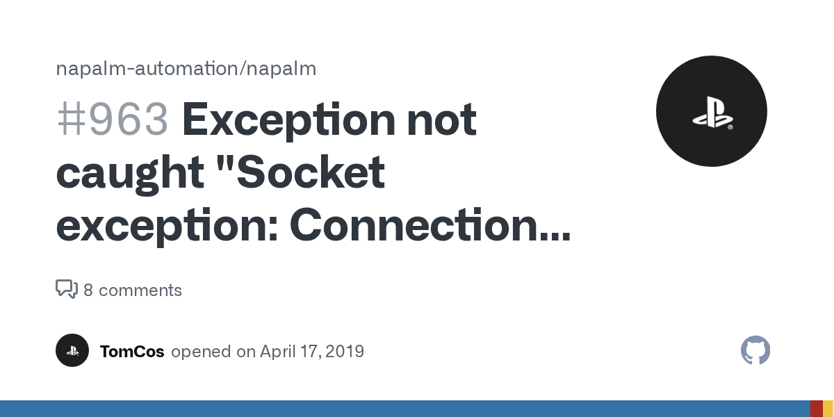 Exception not caught "Socket exception Connection reset by peer (104