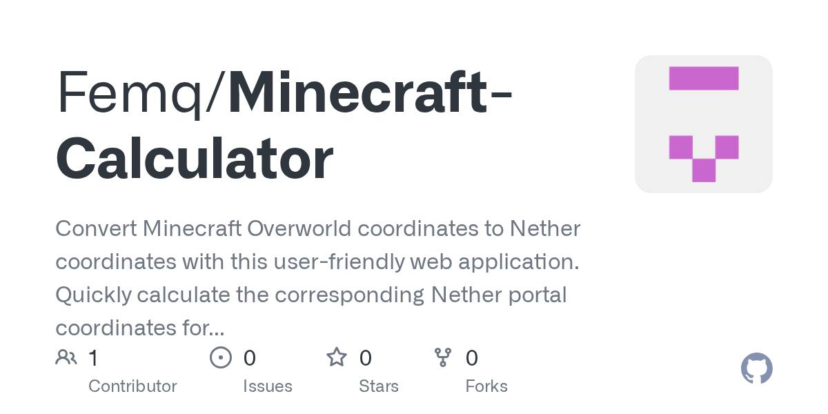 GitHub - Vngi/Minecraft-Calculator: Convert Minecraft Overworld 