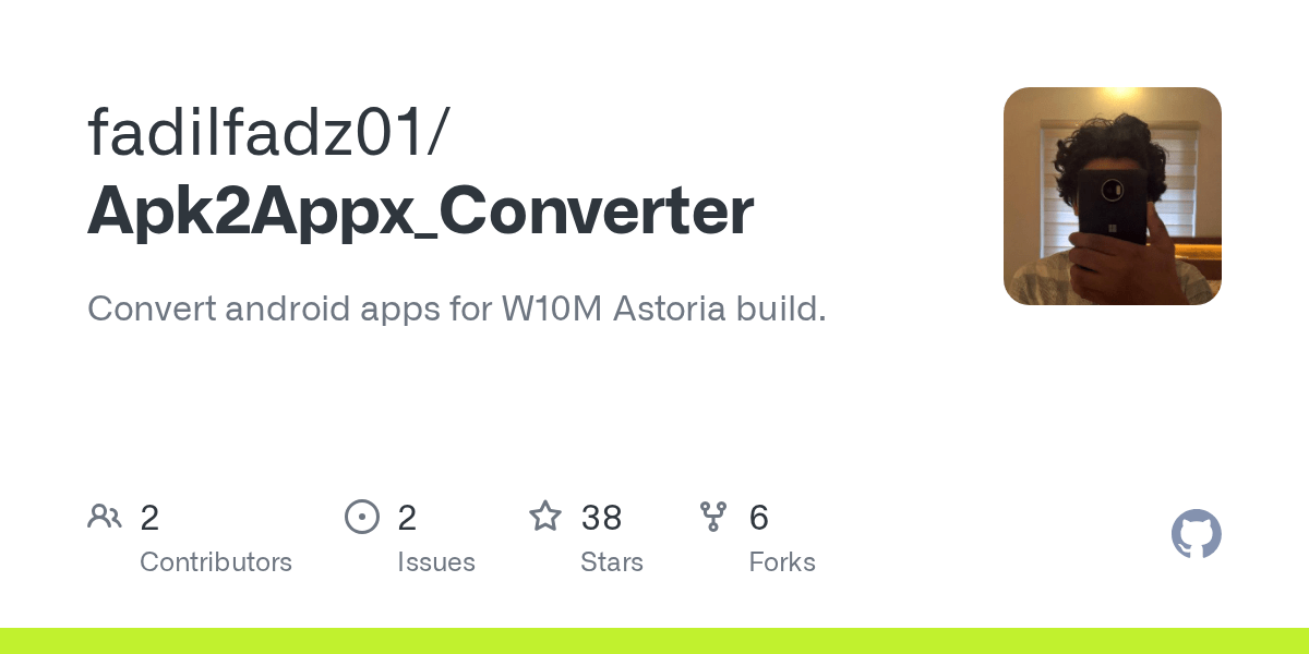GitHub fadilfadz01/Apk2Appx_Converter Convert android apps for W10M