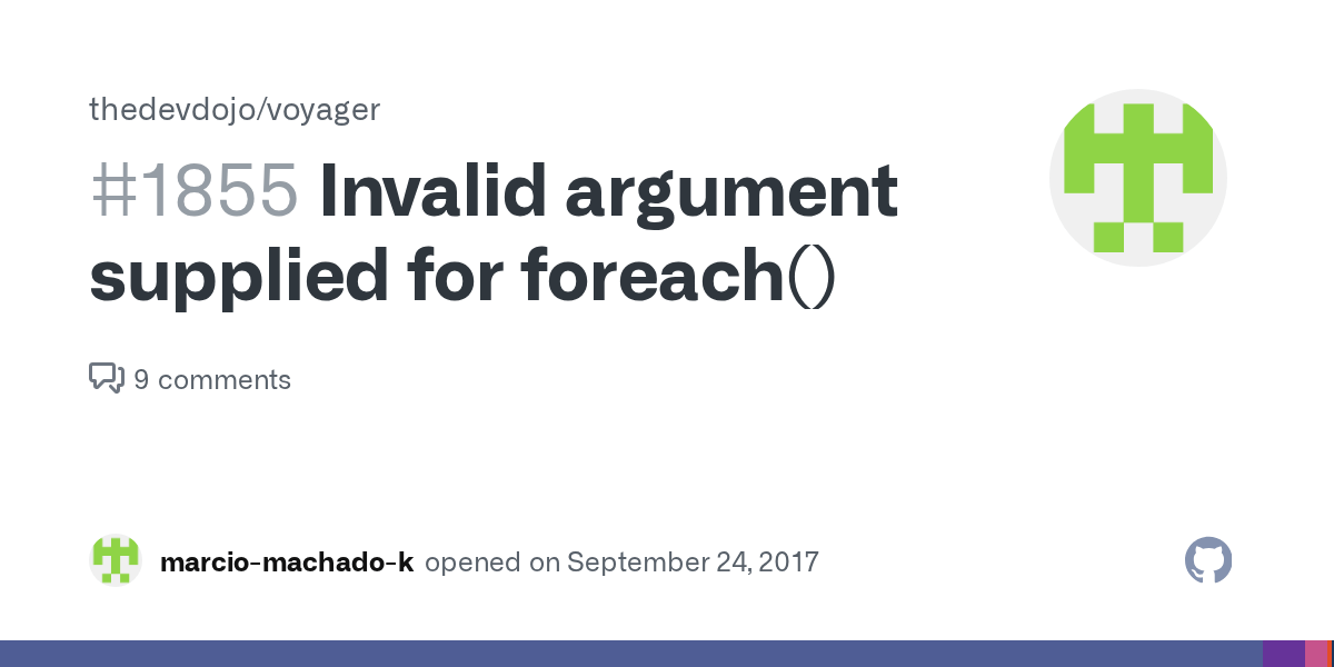 Invalid argument supplied for foreach() · Issue 1855 · thecontrol