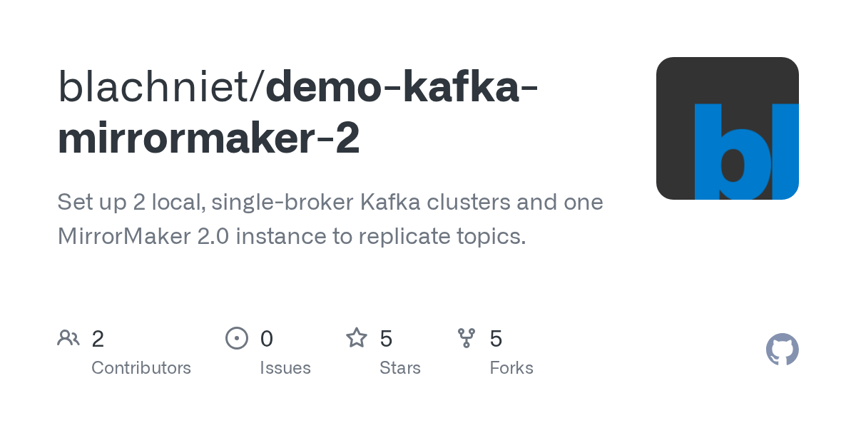 GitHub blachniet/demokafkamirrormaker2 Set up 2 local, single