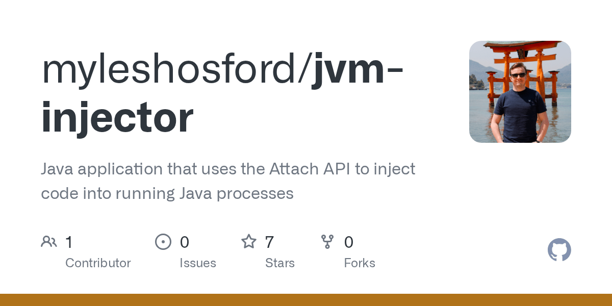 GitHub myleshosford/jvminjector Java application that uses the