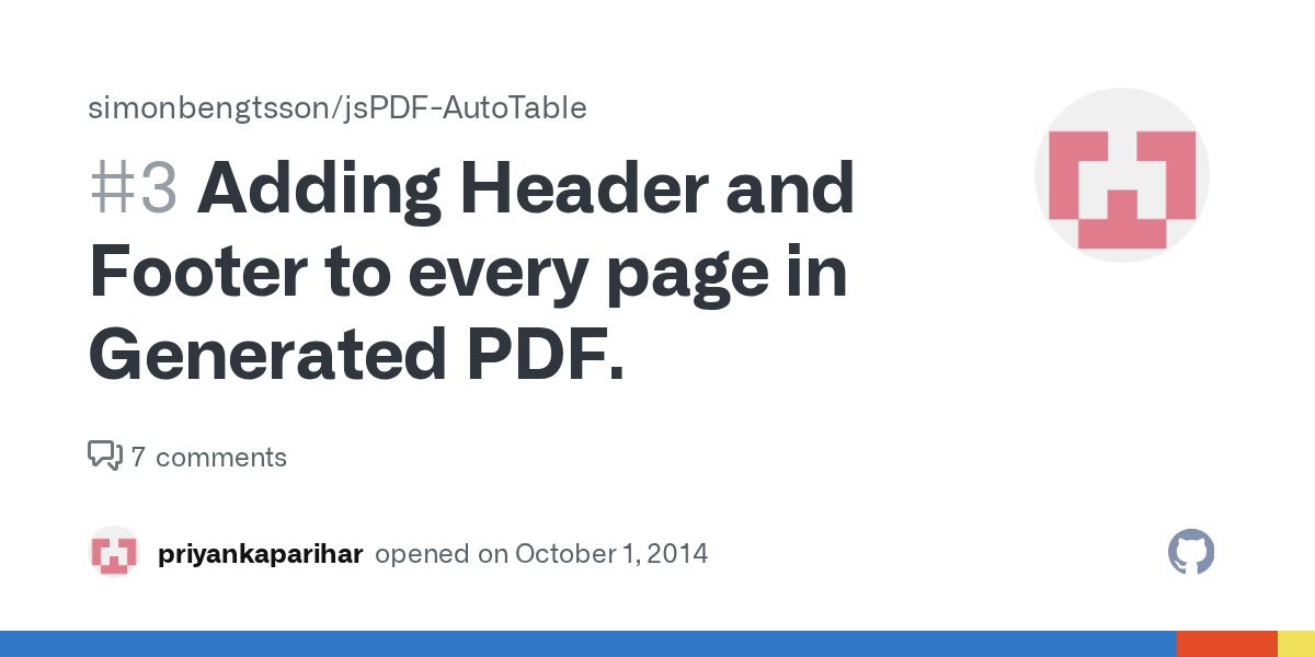 Adding Header and Footer to every page in Generated PDF. · Issue 3