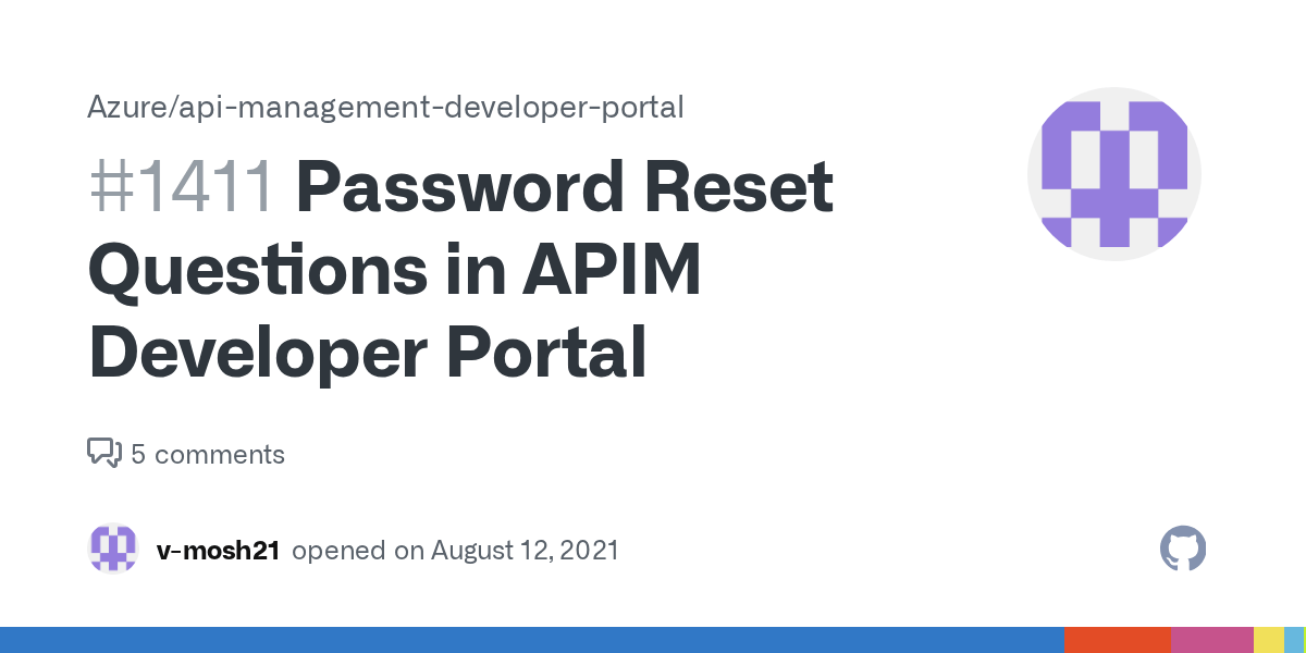Password Reset Questions in APIM Developer Portal ?? Issue 1411 ?? Azure