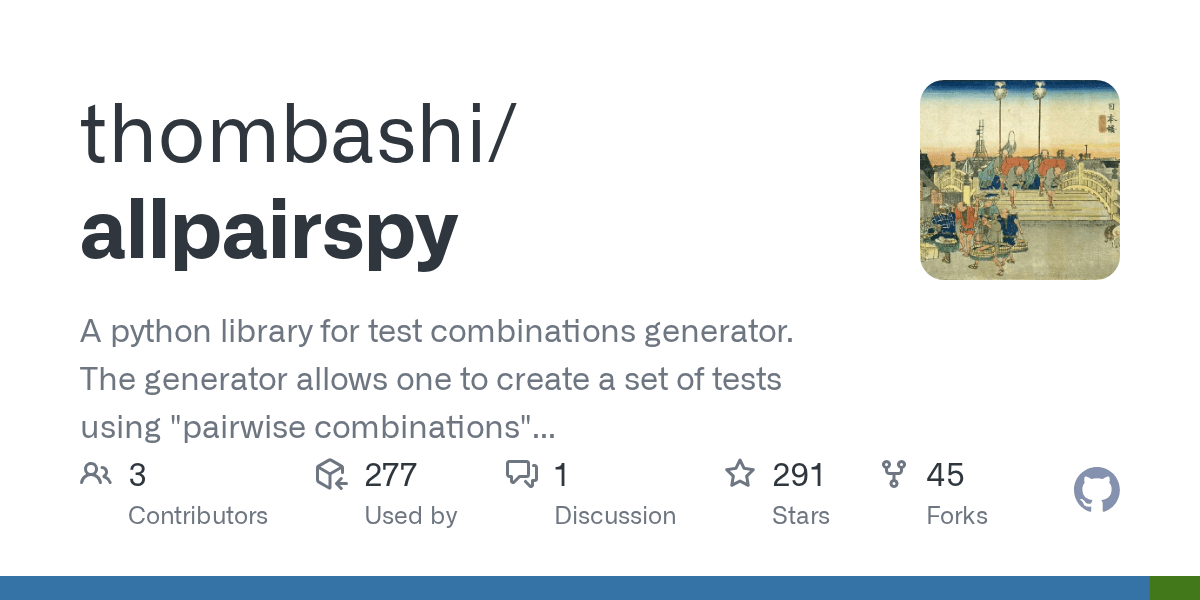 GitHub thombashi/allpairspy A python library for test combinations