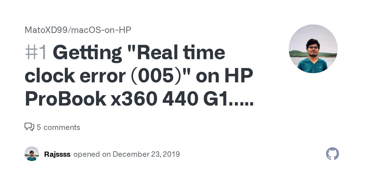 Getting "Real time clock error (005)" on HP ProBook x360 440 G1.. please help.. · Issue 1
