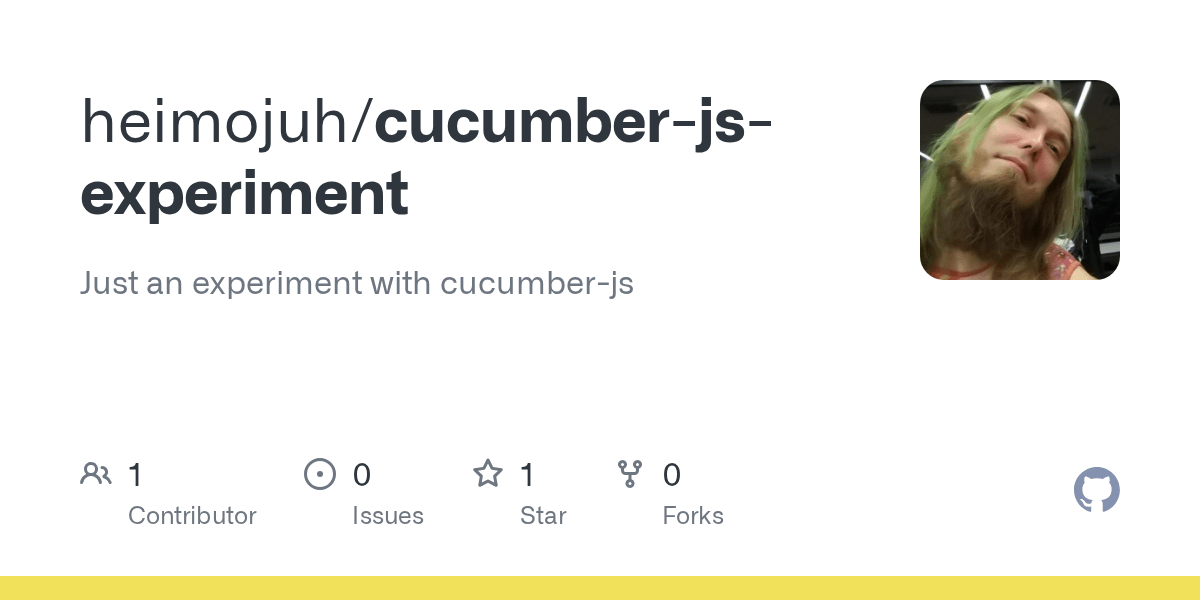 GitHub heimojuh/cucumberjsexperiment Just an experiment with cucumberjs