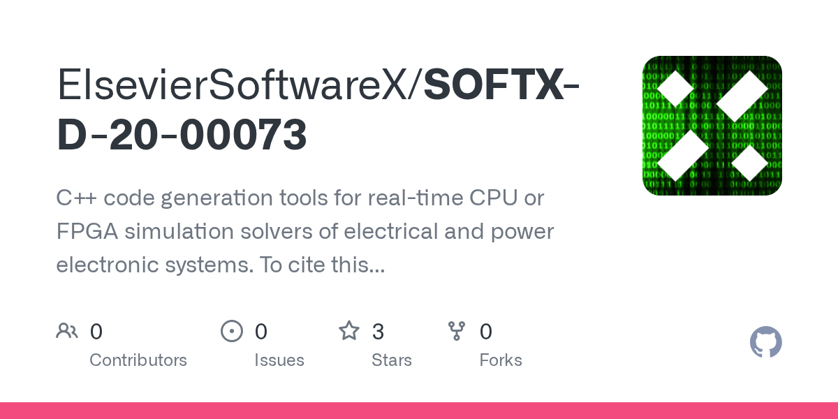 GitHub ElsevierSoftwareX/SOFTXD2000073 C++ code generation tools