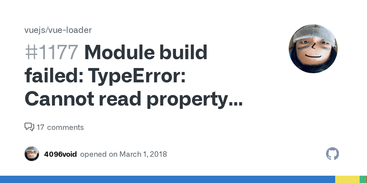 Module build failed TypeError Cannot read property 'vue' of undefined