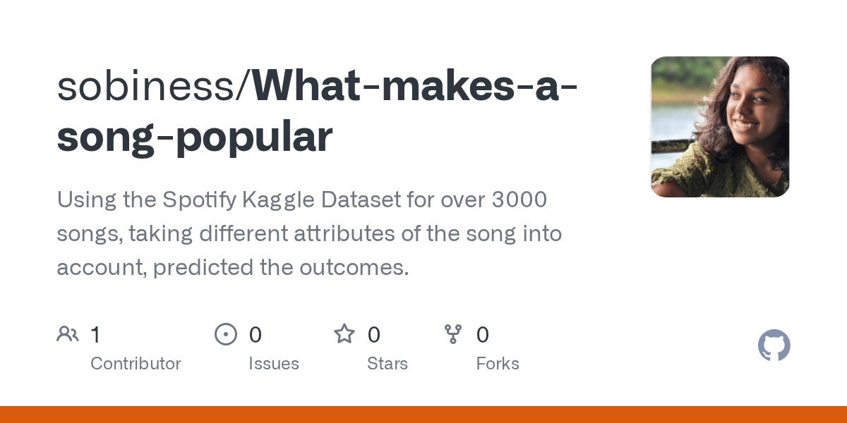 GitHub sobiness/Whatmakesasongpopular Using the Spotify Kaggle