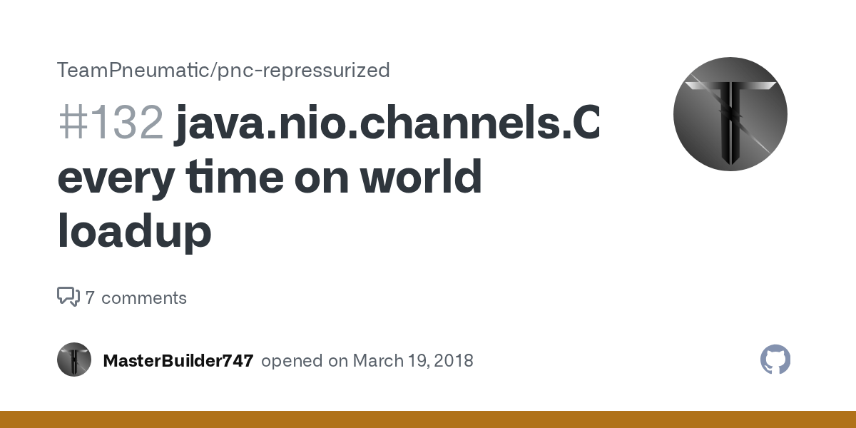 java.nio.channels.ClosedChannelException every time on world loadup