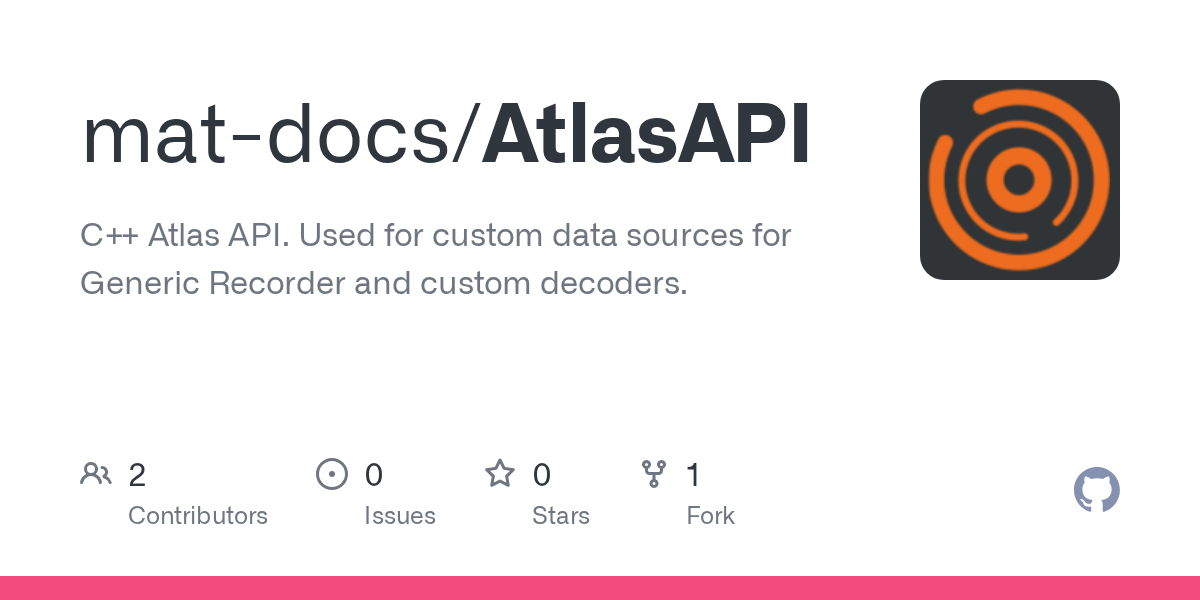 GitHub matdocs/AtlasAPI C++ Atlas API. Used for custom data sources