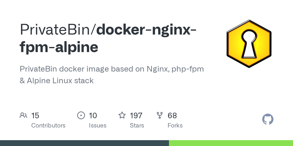 GitHub PrivateBin/dockernginxfpmalpine PrivateBin docker image