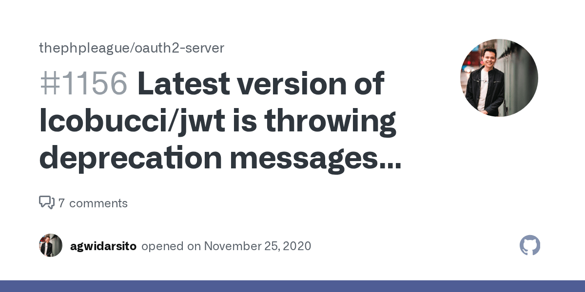 Latest version of lcobucci/jwt is throwing deprecation messages