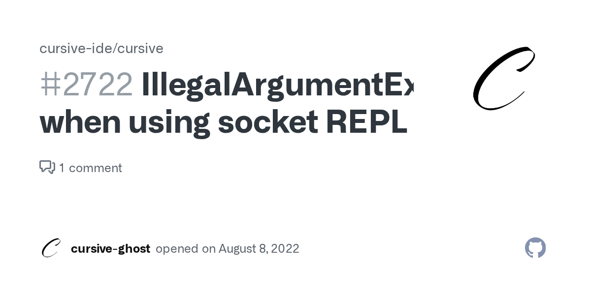 IllegalArgumentException when using socket REPL · Issue 2722 · cursive