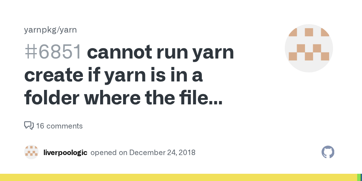 cannot run yarn create if yarn is in a folder where the file path has a