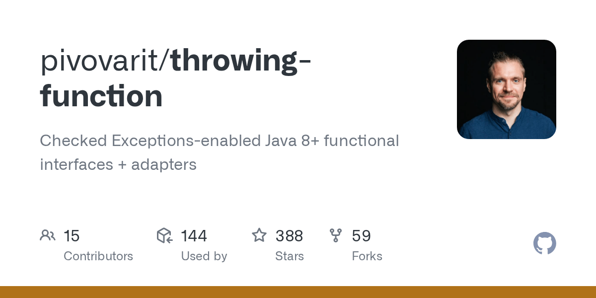 GitHub pivovarit/throwingfunction Checked Exceptionsenabled Java 8