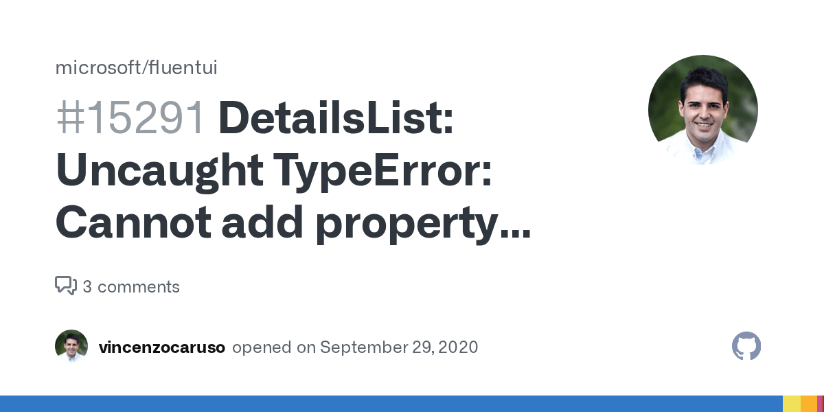 DetailsList Uncaught TypeError Cannot add property calculatedWidth