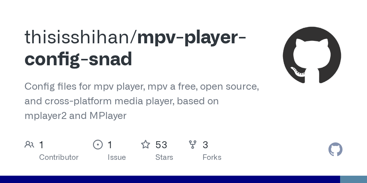 GitHub thisisshihan/mpvplayerconfigsnad Config files for mpv
