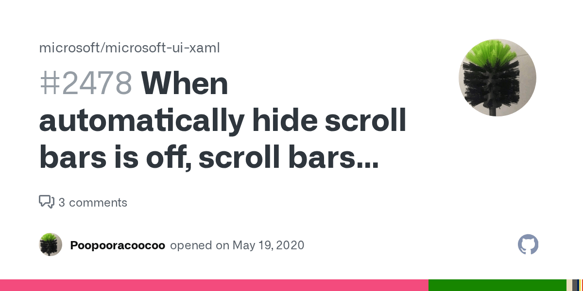 When automatically hide scroll bars is off, scroll bars are initially
